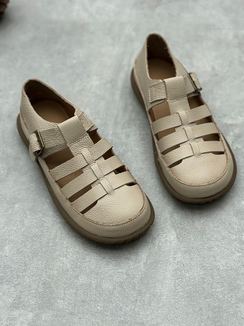 Summer Soft Leather Spliced Sandals Zz1009