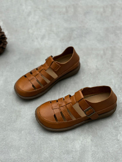 Summer Soft Leather Spliced Sandals Zz1009