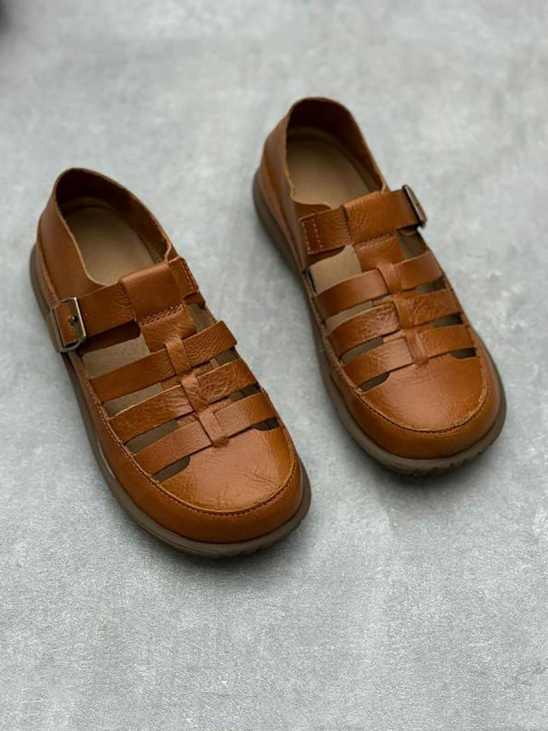 Summer Soft Leather Spliced Sandals Zz1009