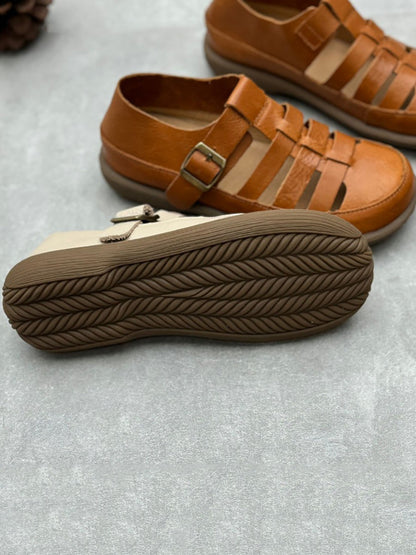 Summer Soft Leather Spliced Sandals Zz1009