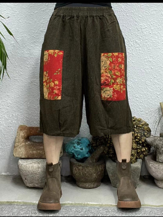 Summer Spliced Claf-length Pants Zz1030