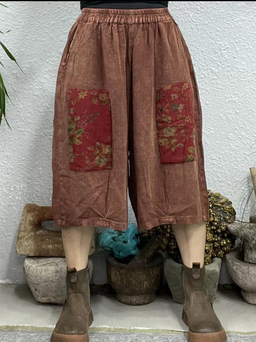 Summer Spliced Claf-length Pants Zz1030