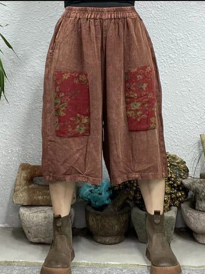 Summer Spliced Claf-length Pants Zz1030
