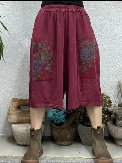 Summer Spliced Claf-length Pants Zz1030