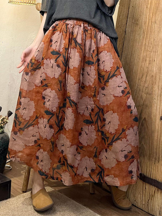Summer Artsy Dual-layer Ramie Skirt Bn1041