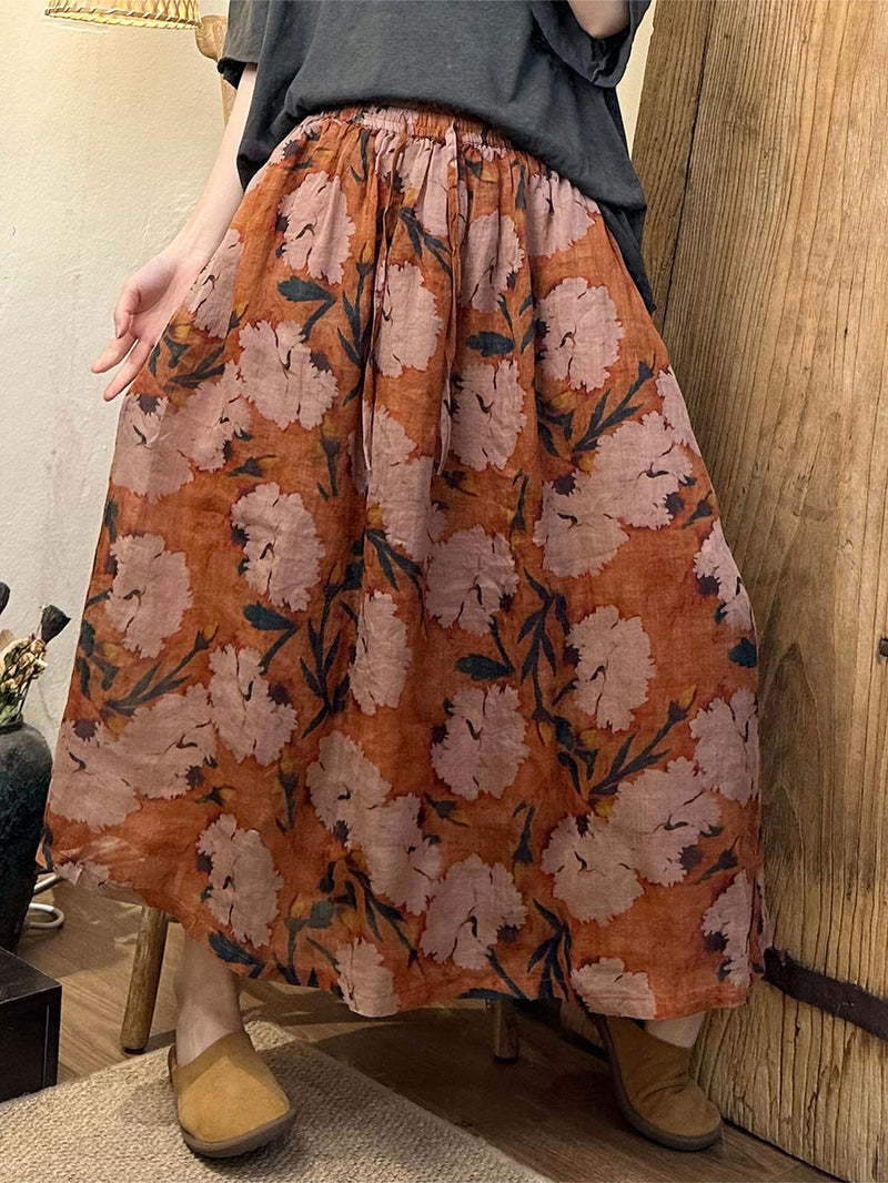 Summer Artsy Dual-layer Ramie Skirt Bn1041