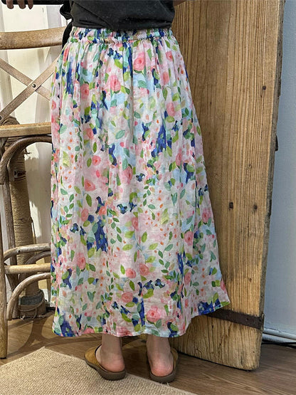 Summer Artsy Dual-layer Ramie Skirt Zz1055