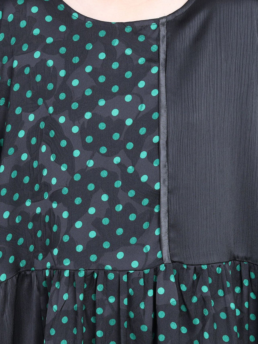 Summer Artsy Dot Spliced Loose Maxi Dress Bn1044