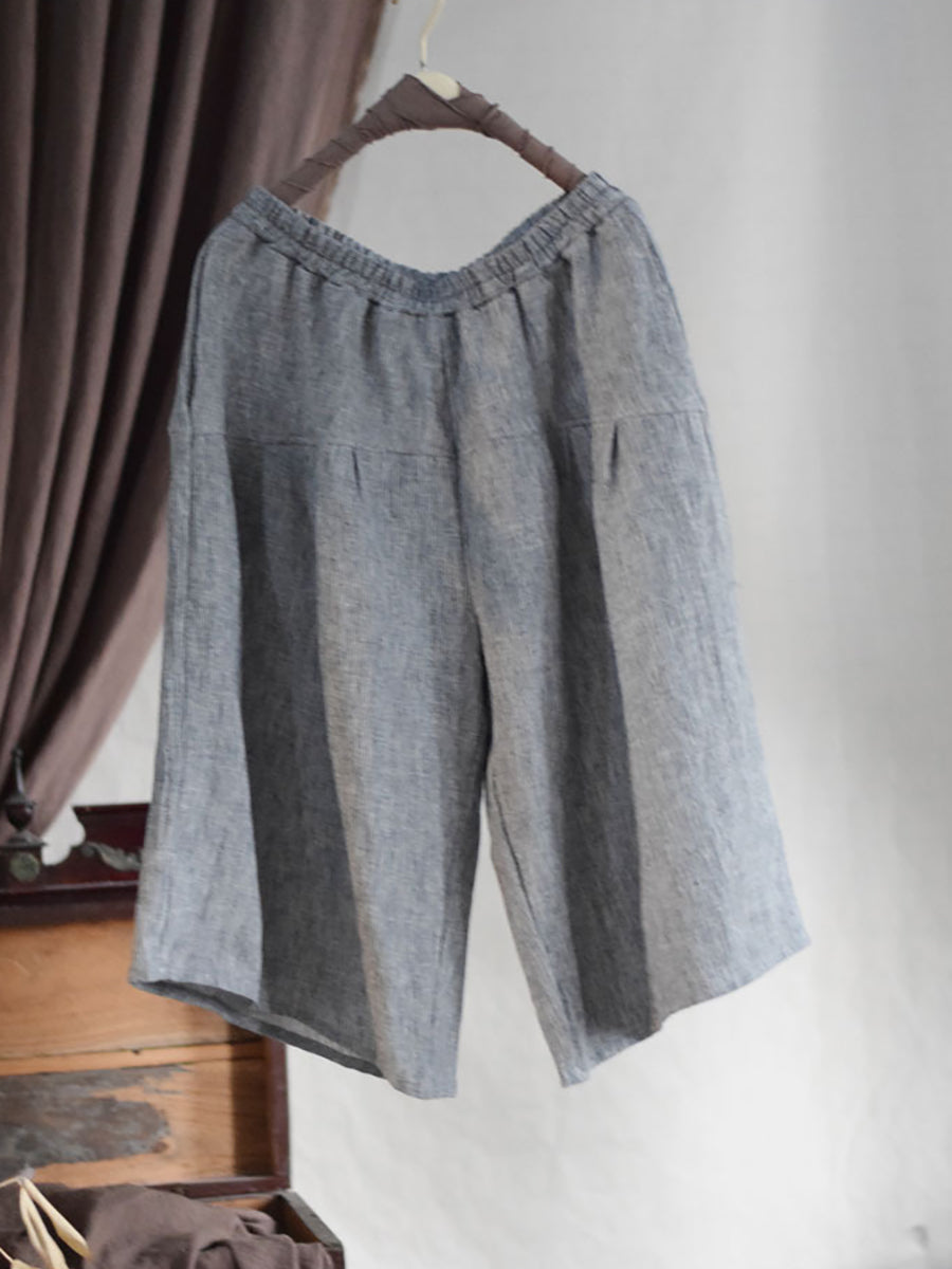 Summer Spliced Linen Wide-leg Pants Cv1001