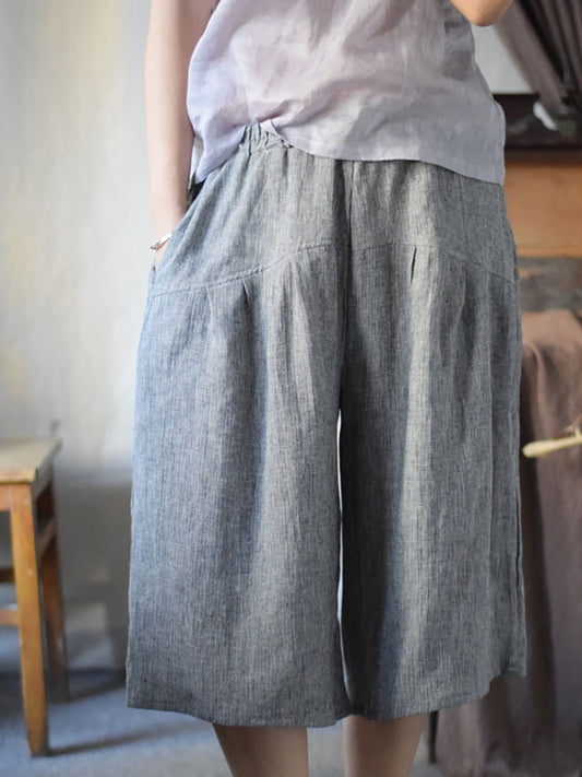 Summer Spliced Linen Wide-leg Pants Cv1001