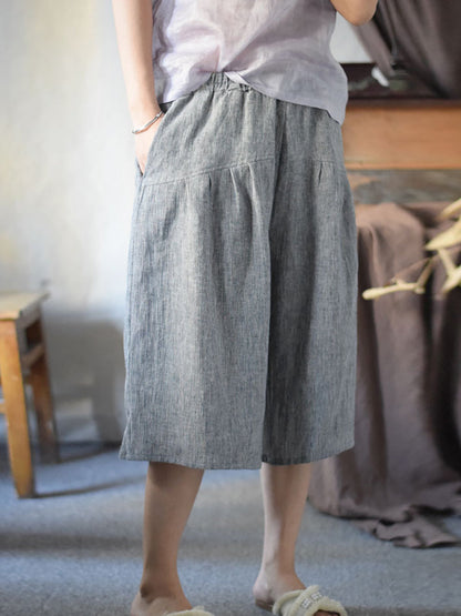 Summer Spliced Linen Wide-leg Pants Cv1001