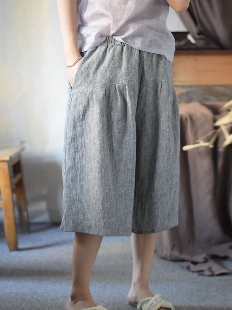 Summer Spliced Linen Wide-leg Pants Cv1001