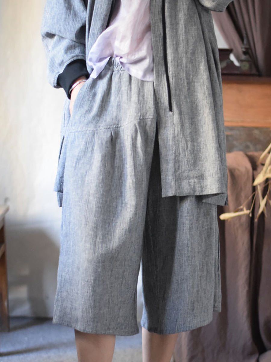 Summer Spliced Linen Wide-leg Pants Cv1001
