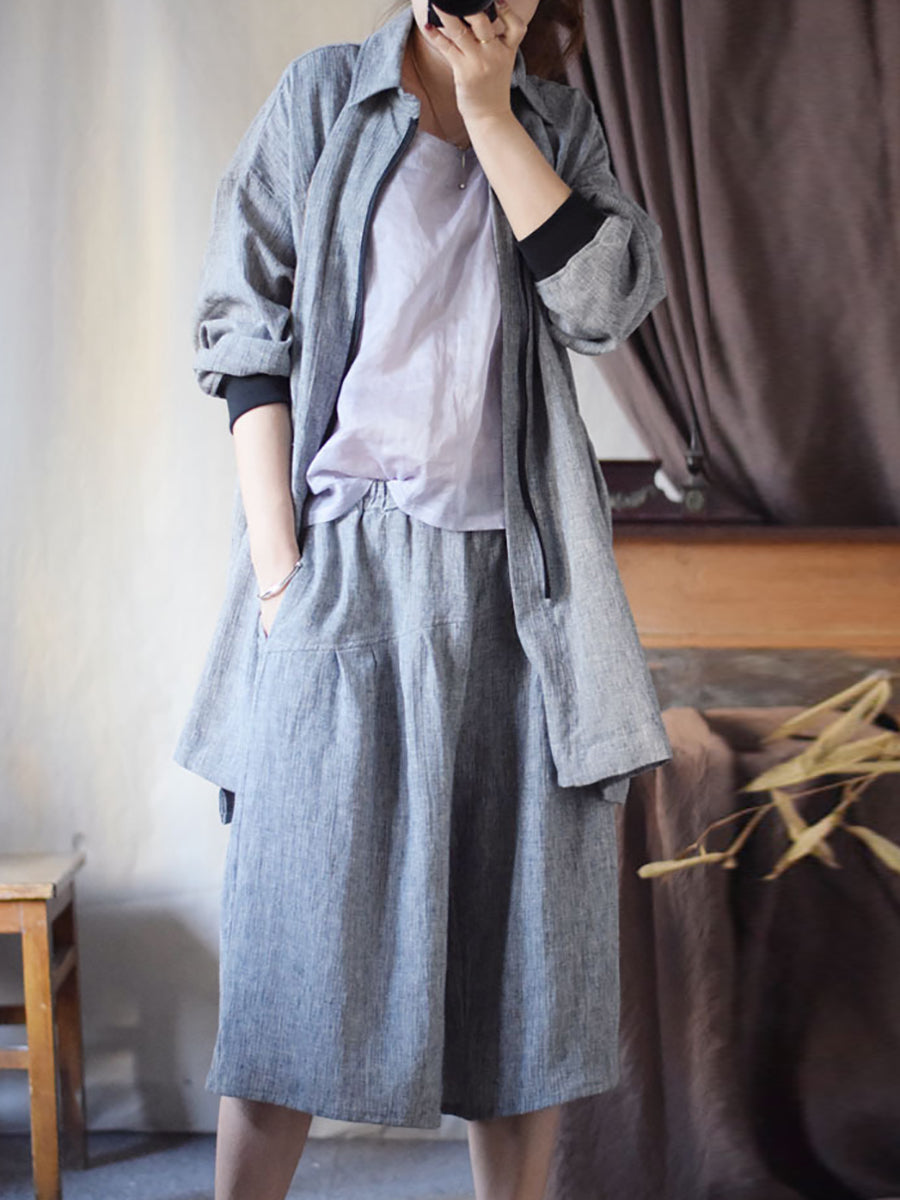 Summer Spliced Linen Wide-leg Pants Cv1001