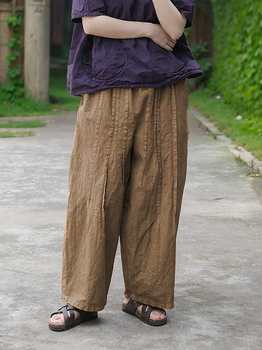 Summer Spliced Cotton Wide-leg Pants Cv1025