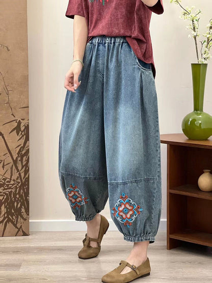 Summer Embroidery Denim Pants Op1037