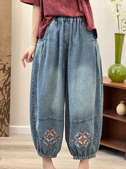 Summer Embroidery Denim Pants Op1037