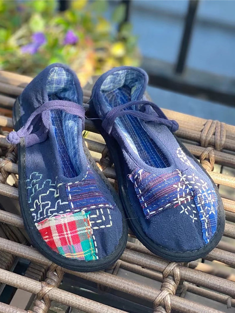 Summer Cloth Spliced Flat Shoes Rr1019