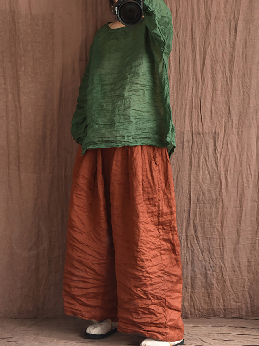 Summer Colorblock Loose Linen Pants Op1012