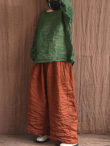 Summer Colorblock Loose Linen Pants Op1012