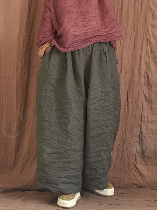 Summer Colorblock Loose Linen Pants Op1012