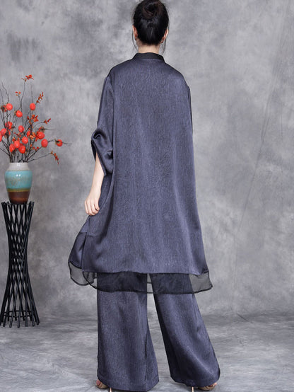 Summer Artsy Spliced Loose Button-up Shirt+pants Op1005
