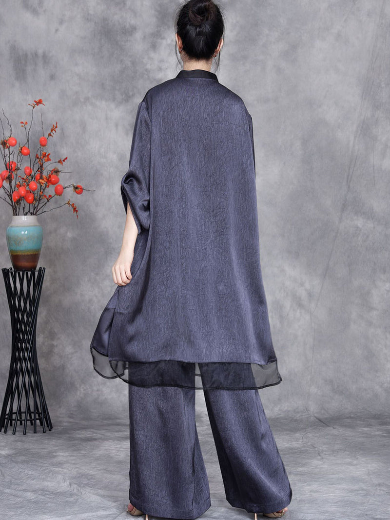 Summer Artsy Spliced Loose Button-up Shirt+pants Op1005