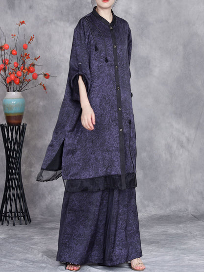 Summer Artsy Spliced Loose Button-up Shirt+pants Op1005