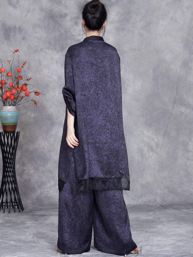 Summer Artsy Spliced Loose Button-up Shirt+pants Op1005
