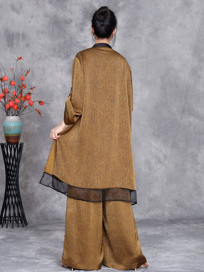 Summer Artsy Spliced Loose Button-up Shirt+pants Op1005