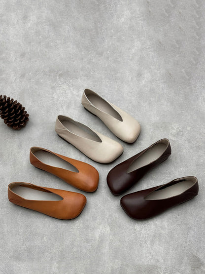 Summer Soft Leather Low Heel Shoes Oo1028
