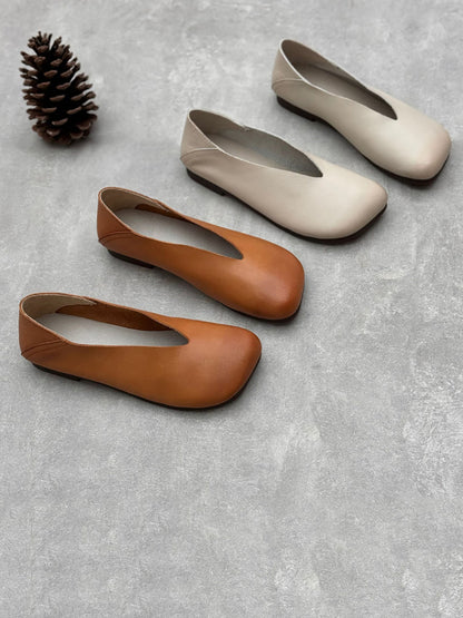 Summer Soft Leather Low Heel Shoes Oo1028
