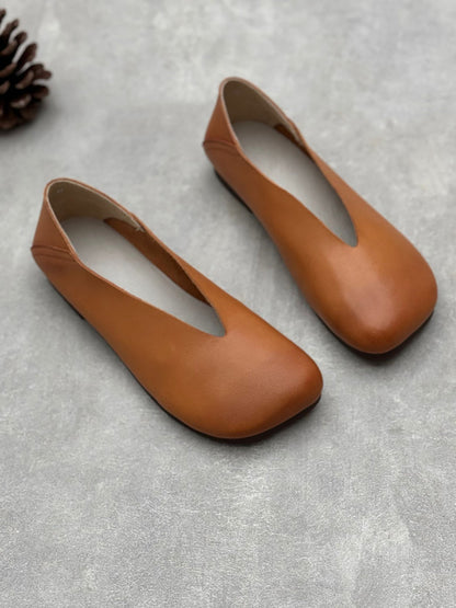 Summer Soft Leather Low Heel Shoes Oo1028