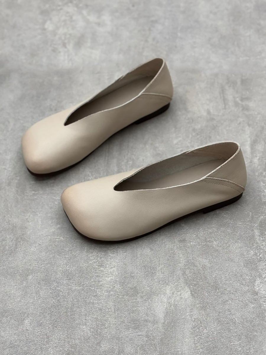Summer Soft Leather Low Heel Shoes Oo1028