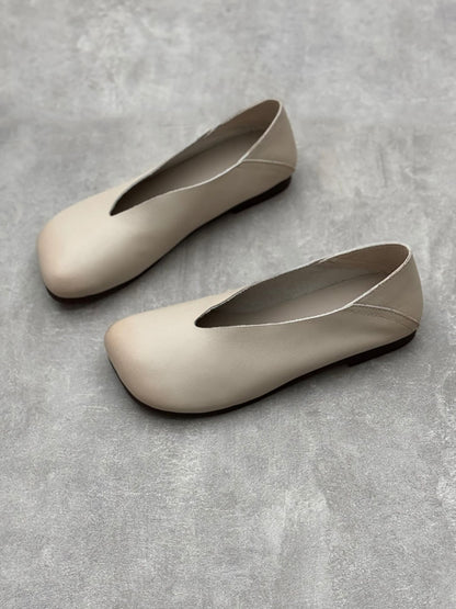 Summer Soft Leather Low Heel Shoes Oo1028