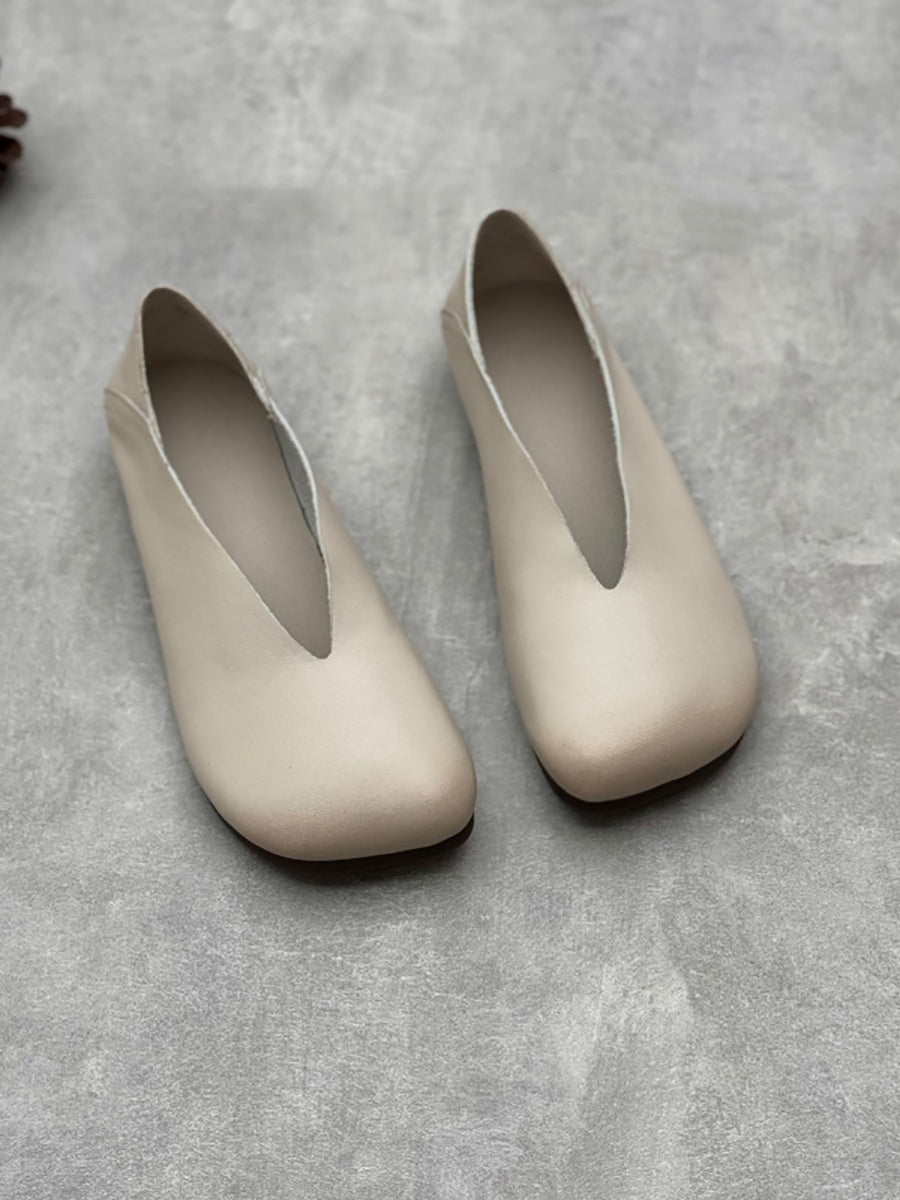 Summer Soft Leather Low Heel Shoes Oo1028