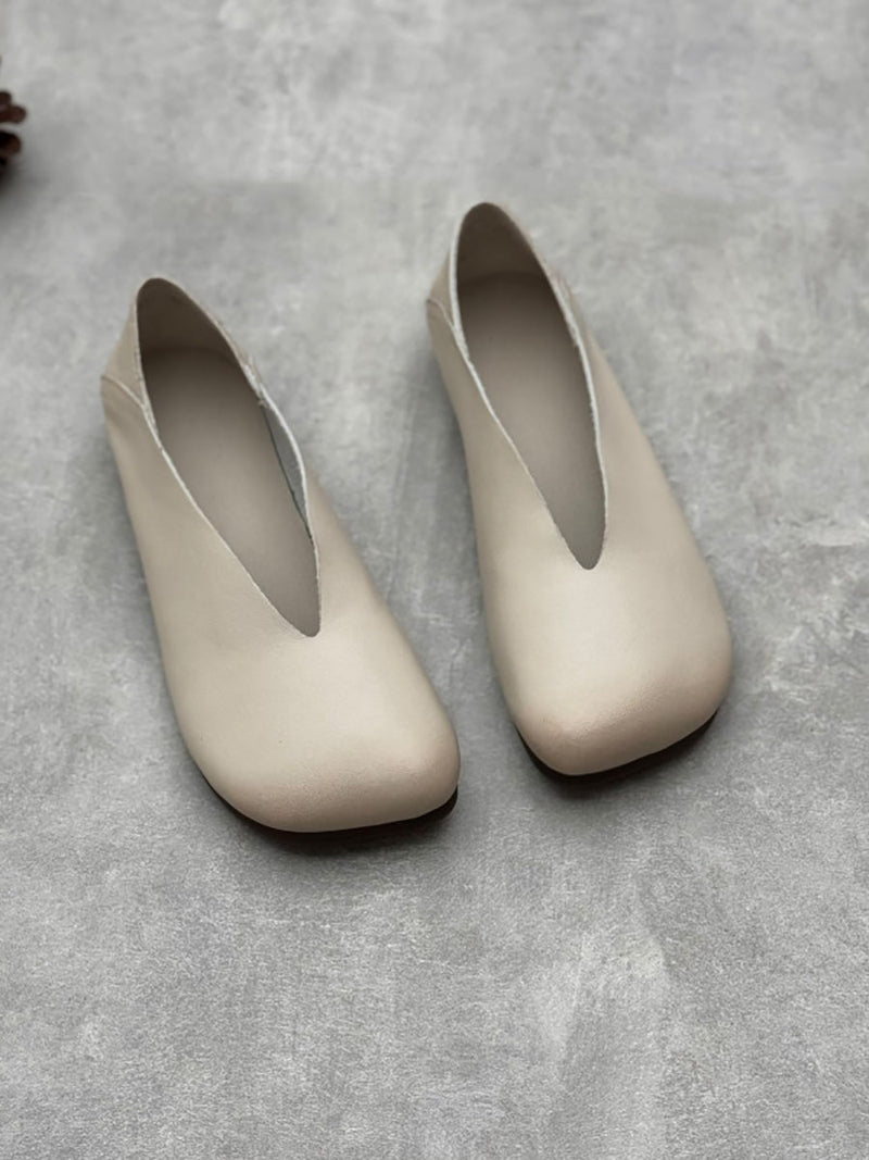 Summer Soft Leather Low Heel Shoes Oo1028