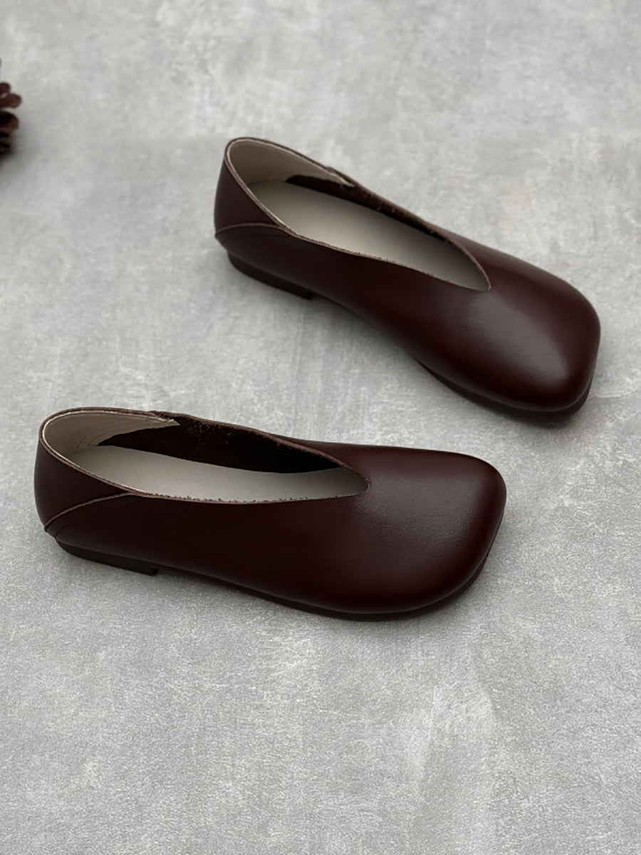 Summer Soft Leather Low Heel Shoes Oo1028