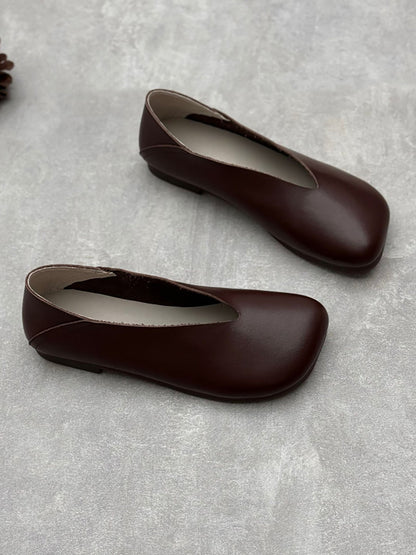 Summer Soft Leather Low Heel Shoes Oo1028