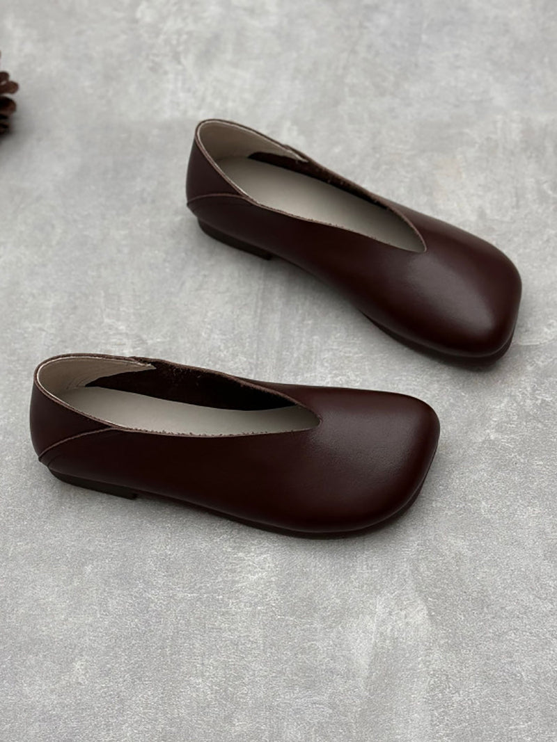 Summer Soft Leather Low Heel Shoes Oo1028
