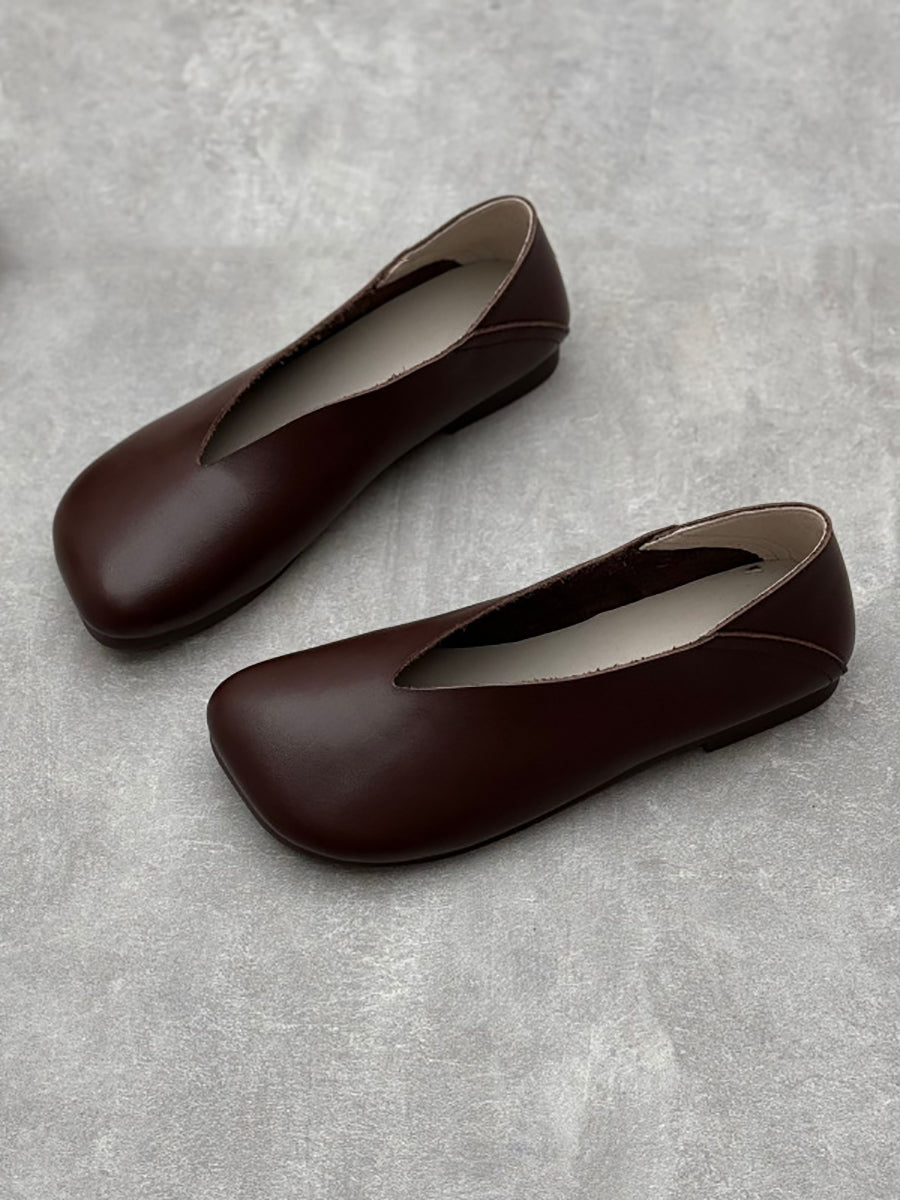 Summer Soft Leather Low Heel Shoes Oo1028