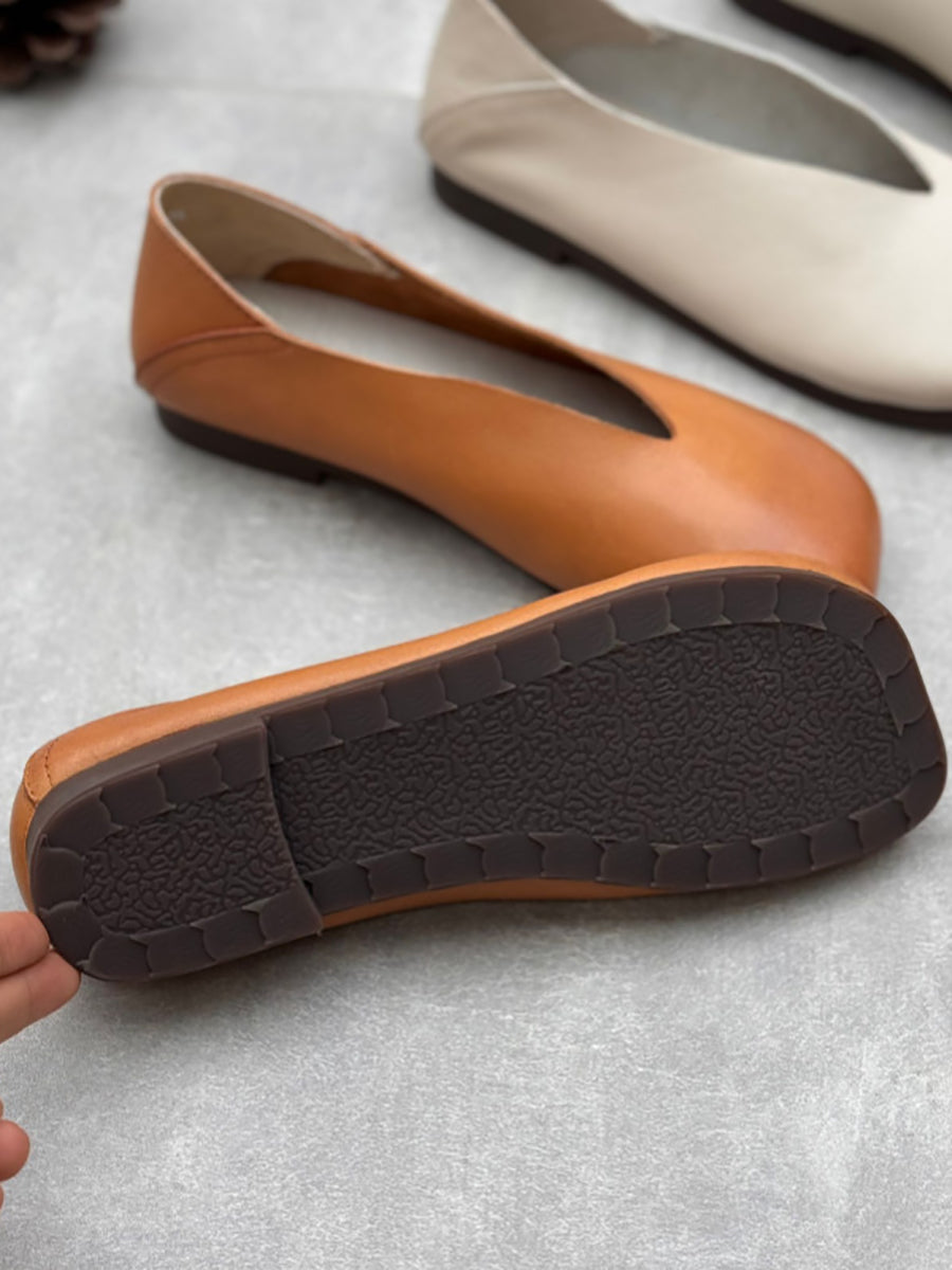 Summer Soft Leather Low Heel Shoes Oo1028
