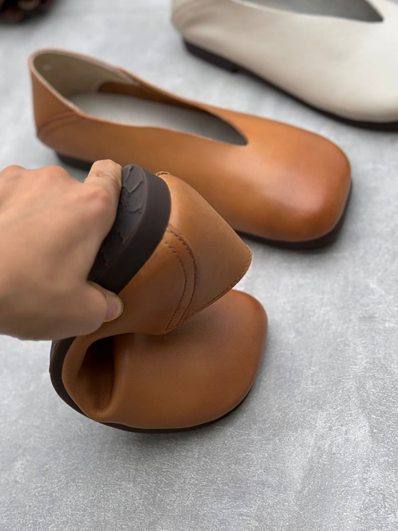 Summer Soft Leather Low Heel Shoes Oo1028