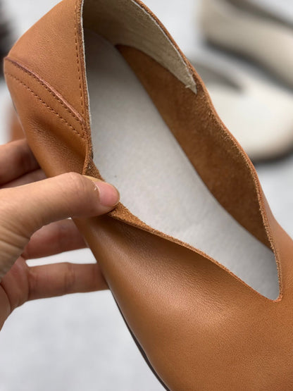 Summer Soft Leather Low Heel Shoes Oo1028
