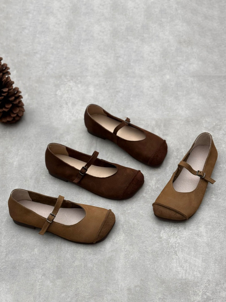 Summer Soft Leather Low Heel Shoes Oo1021