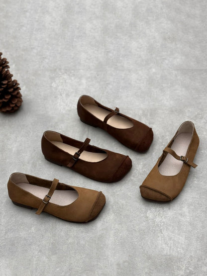 Summer Soft Leather Low Heel Shoes Oo1021