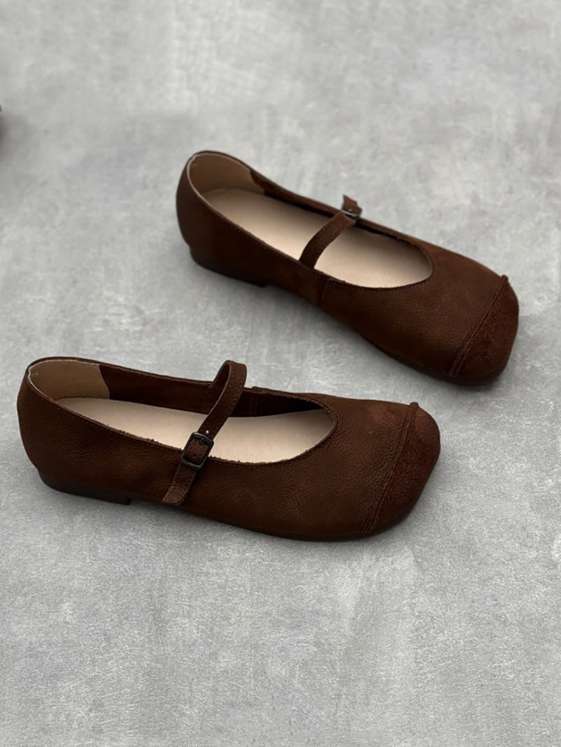 Summer Soft Leather Low Heel Shoes Oo1021