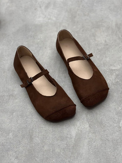 Summer Soft Leather Low Heel Shoes Oo1021