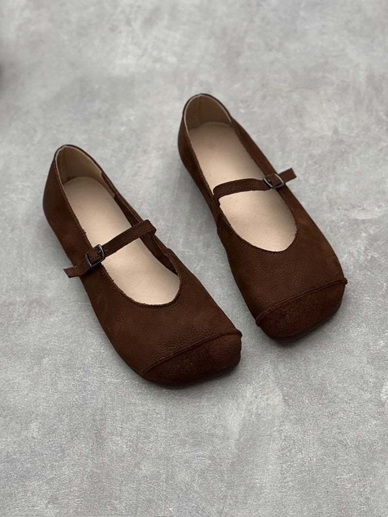 Summer Soft Leather Low Heel Shoes Oo1021