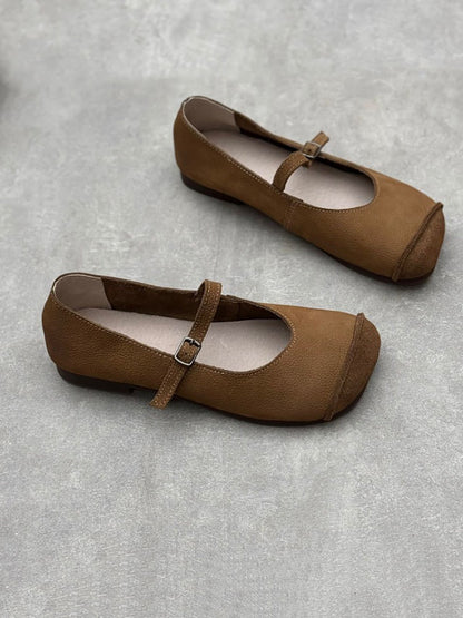 Summer Soft Leather Low Heel Shoes Oo1021
